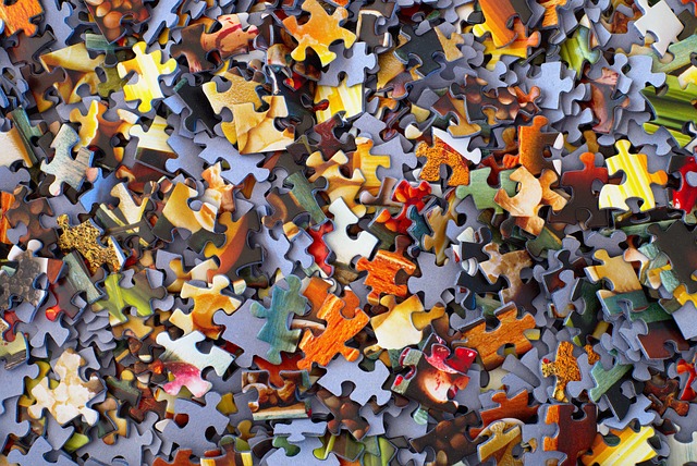 Close-up of jigsaw pieces
